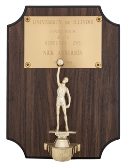 1988-89 Nick Anderson University of Illinois NCAA Final Four and Rebounds Plaque